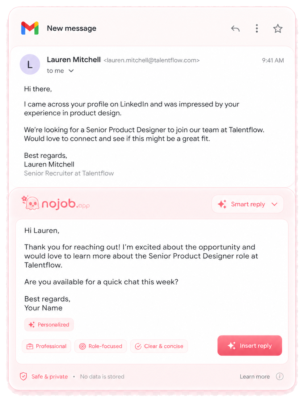 Gmail smart reply preview
